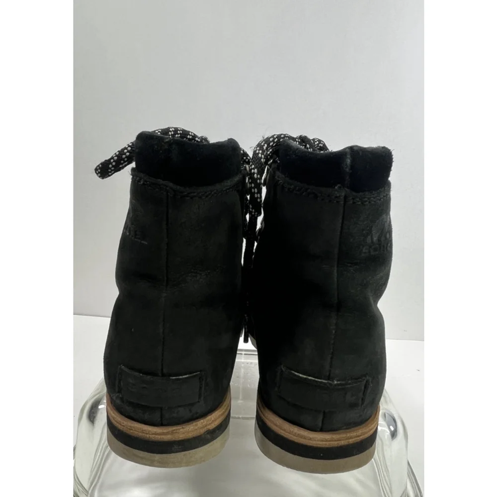 Sorel Boots Ankle Lug Boots Hiking Black Size 8 Suede Sneakchic Water Proof - Picture 7 of 14